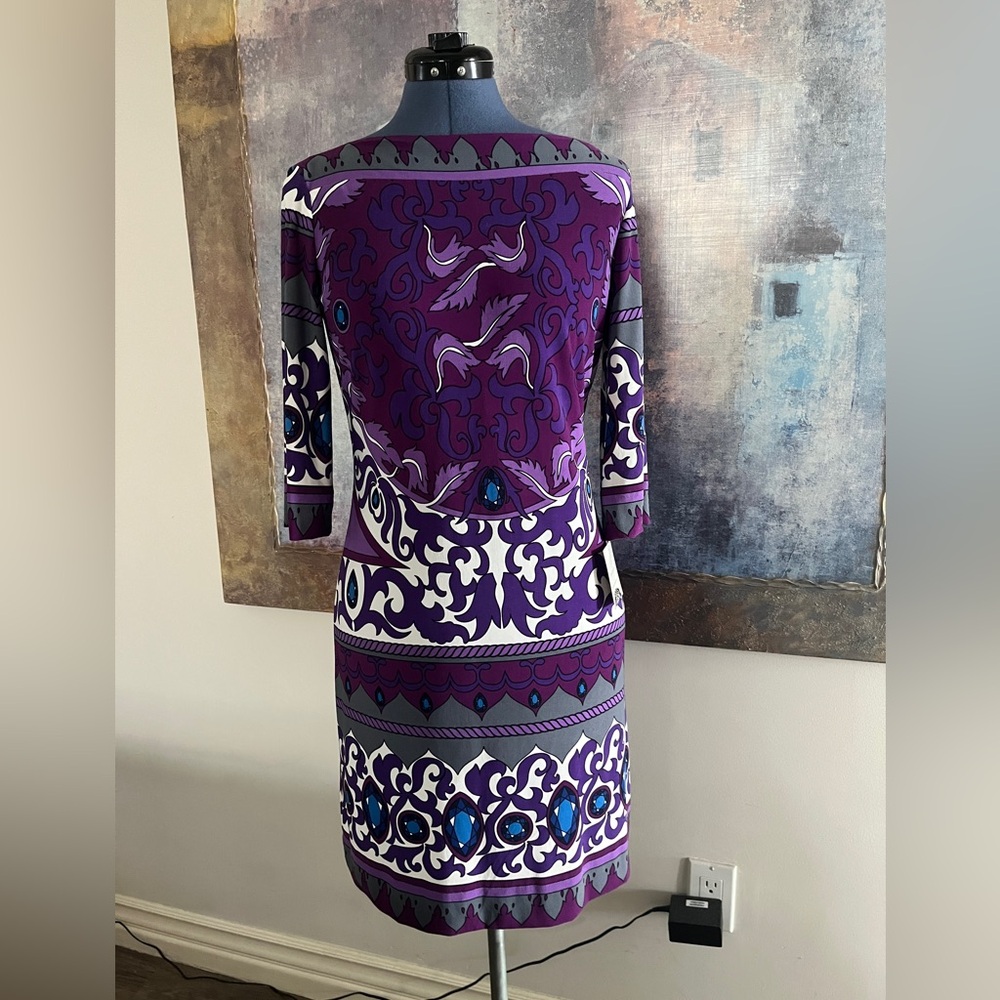NWT Elegant Donna Morgan Purple Jersey Knit Dress